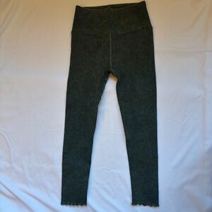 Spiritual Gangster Lettuce Edge Teal/Blue Ribbed High Waist Leggings Size XS/S